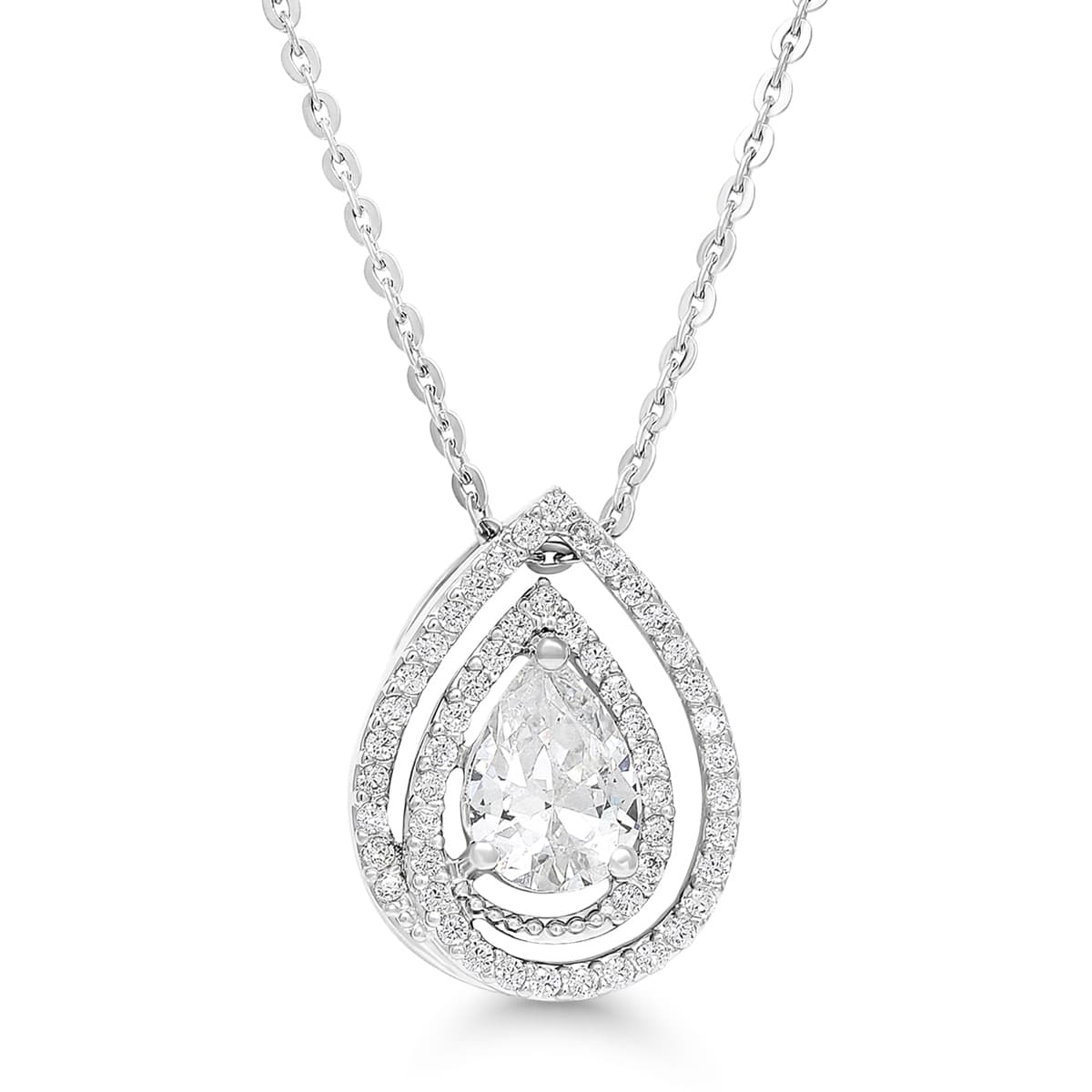 Hopeinen kaulakoru / pisara BOL-N1284Z/40-45cm