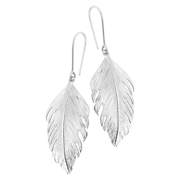 Hopeiset korvakorut, sulka D182761-RH