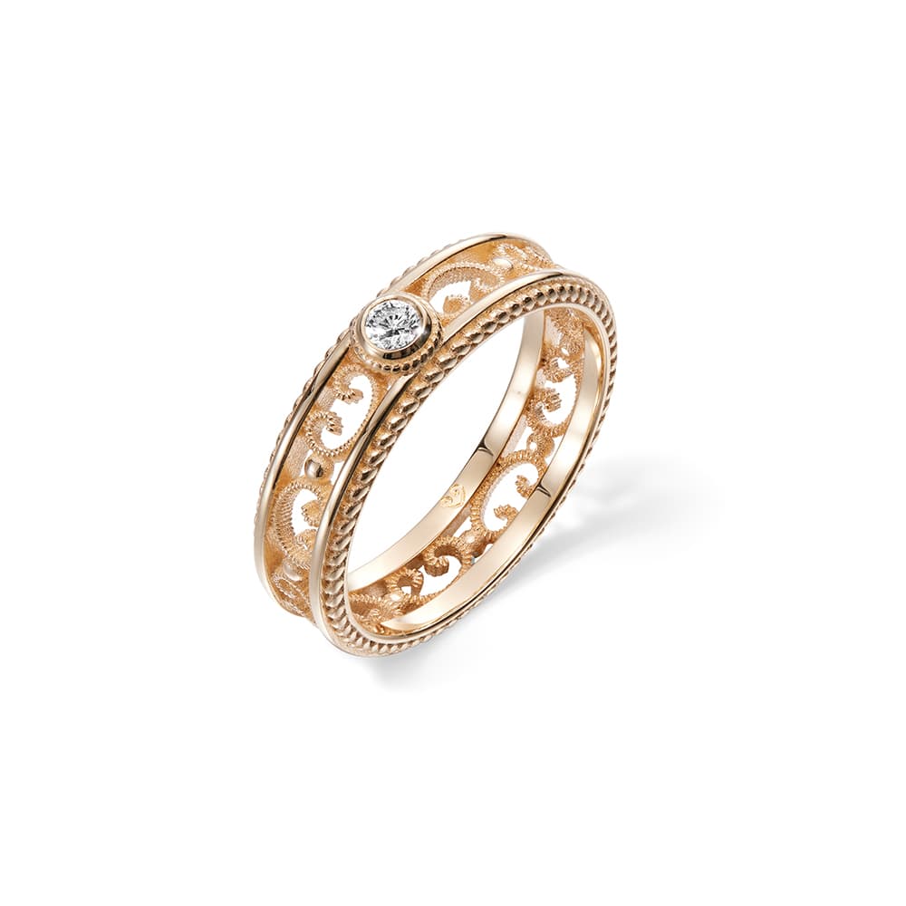 Kalevala Filigraani timanttisormus, keltakulta / kapea 141000501D