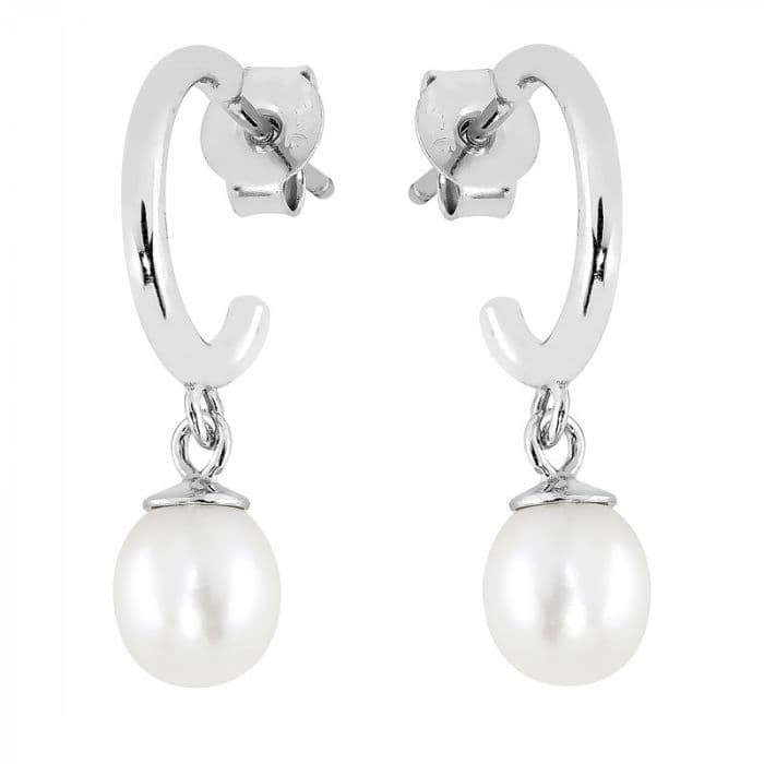 Hopeiset korvakorut, helmi PEDS0889