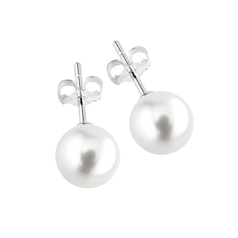 Hopeiset korvakorut, synteettinen helmi Y22505/8M WP-9